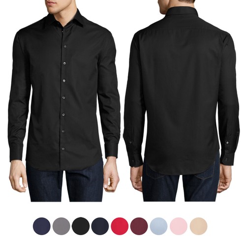Men's Slim Fit Button Up Cotton Spandex 