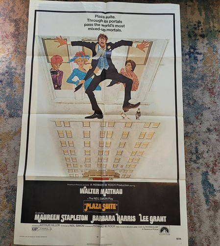Vintage Movie Poster Plaza Suite 1971 Walter Matthau, Maureen Stapleton 41"x27"