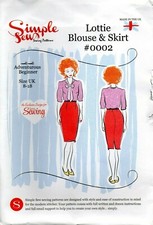 Simple Sew Pattern 0002 for The Lottie Blouse & Skirt Pussy Bow Sizes 8 - 18 New