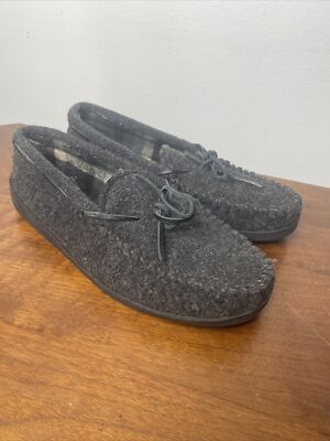 Minnetonka 45019 men\'s gray slip on moccasins slipper shoes rubber sole Size 11 MINNETONKA 45019 Gray Slip On Casual Slippers Shoes Mens  main image 4