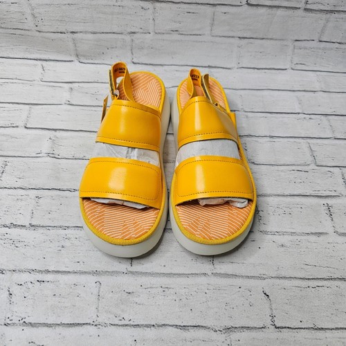 Fly London Damen-Sandalen CRAW467FLY gelb Leder Fersenriemen Keilabsatz UK 5 Sommer - Bild 2 von 9