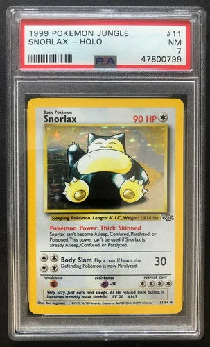 1999 Pokemon Jungle Snorlax Holo PSA 7 Near Mint 11/64 Rare Card No 11 Vintage