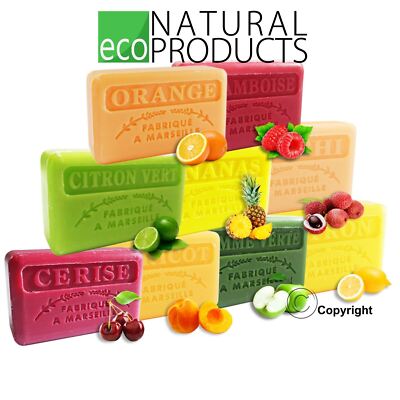 Savon de Marseille Natural French Soap with Organic Shea Butter Genuine FRUITS