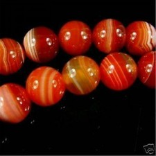 8mm Natural Red Stripe Agate Onyx Gem Round Loose Beads 15" KH109