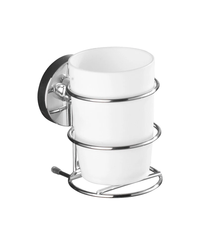 WENKO 2er Set Zahnputz Becher Zahn Bürsten Halter ohne bohren Edelstahl MILAZZO - Bild 2 von 4