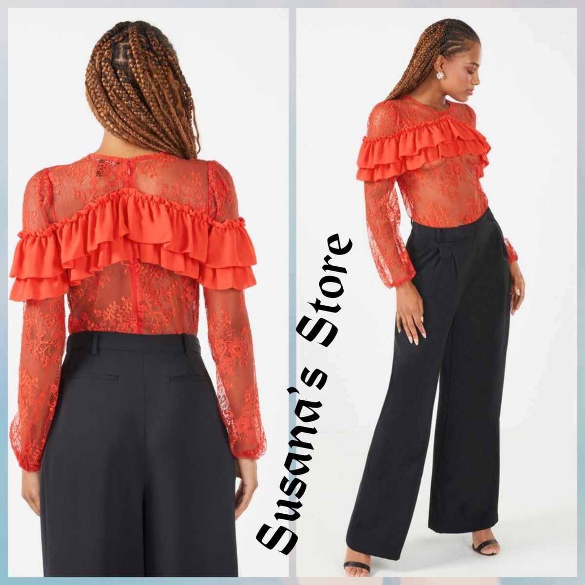 NWT BCBG MAXAZRIA SIZE XXS ROSA RUFFLE LACE BODYSUIT GORGEOUS