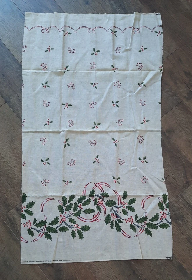 Daisy Kingdom #1690 Holly Peppermint Border Fabric 45"X25" Christmas Winter - Image 2 of 4