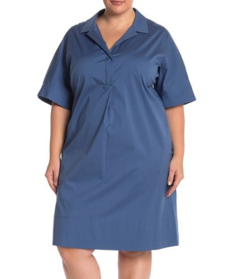 Lafayette 148 NY Zamira Spread Collar Dress Riptide NWT $448