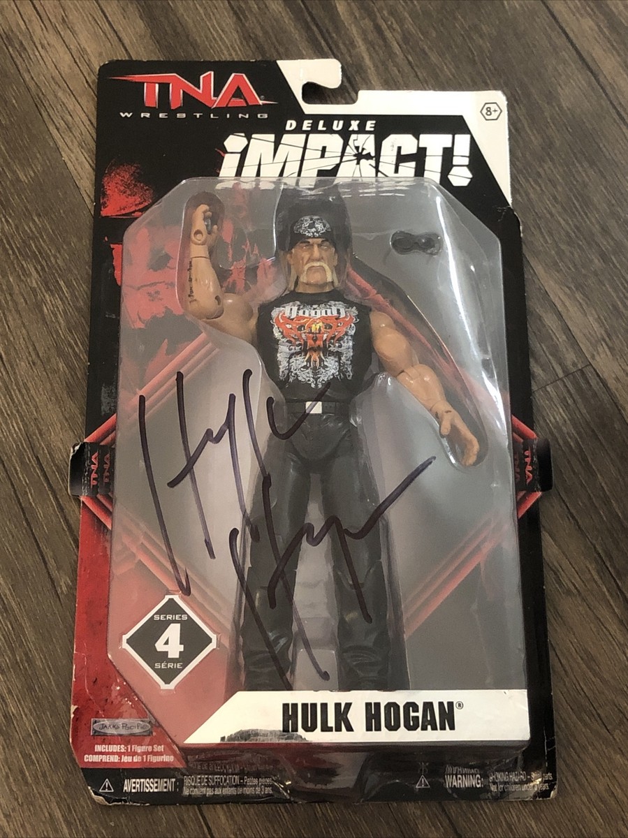 HULK HOGAN SIGNED AUTOGRAPHED TNA DELUXE IMPACT WRESTLING FIGURE