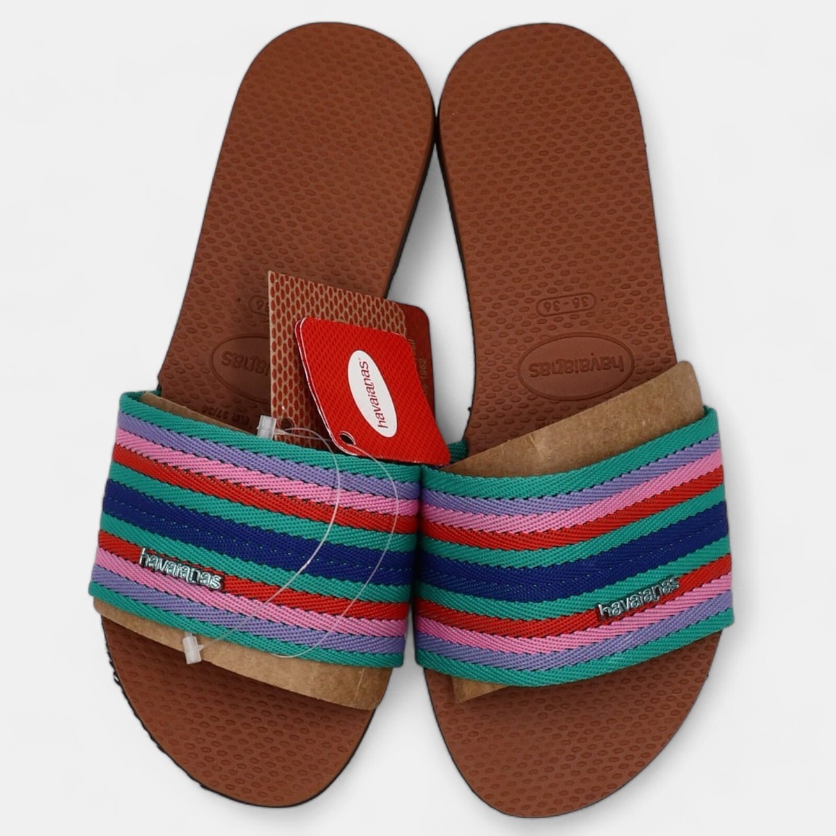 Havaianas Women's You Malta Mix Stripe Slide Sandals Size 6W