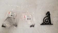 *2* Richelieu 3-9/16" x 3-15/16" Matte Black Forged Iron Rustic Shelf Bracket