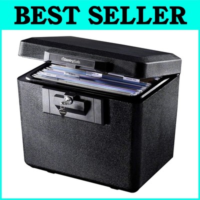 Black Fireproof File Safe with Key Lock - Secure Storage for Important Documents