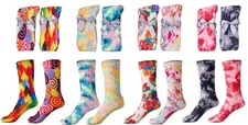 2 Pair Women's Warm Super Soft Plush Crew Slipper Sock Tie Dye Fuzzy Socks