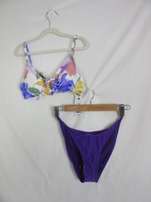 Shade Shore Bikini 2 Pc Bikini Floral Top Purple Bottoms Size Small NWT