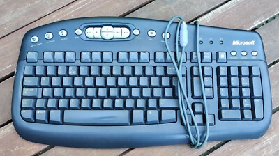 Microsoft MultiMedia Keyboard 1.0 Wired PS/2 PORT Black Ergonomic | eBay UK