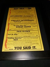 Ozzy Osbourne/ELO/Fabulous Thunderbirds Rare Radio Promo Poster Ad Framed!