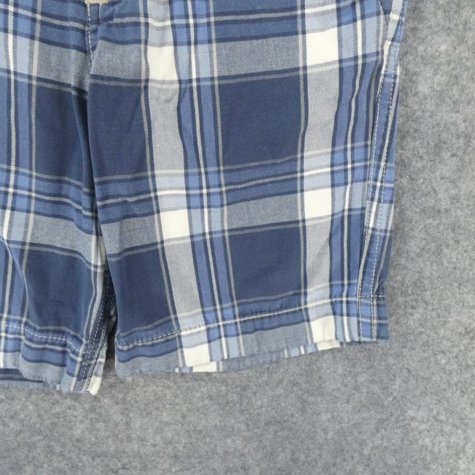 Pantalones Cortos Abercrombie Niños Jóvenes Niños 14 Chinos Frente Plano Azul Blanco A Cuadros Foto 4 de 4