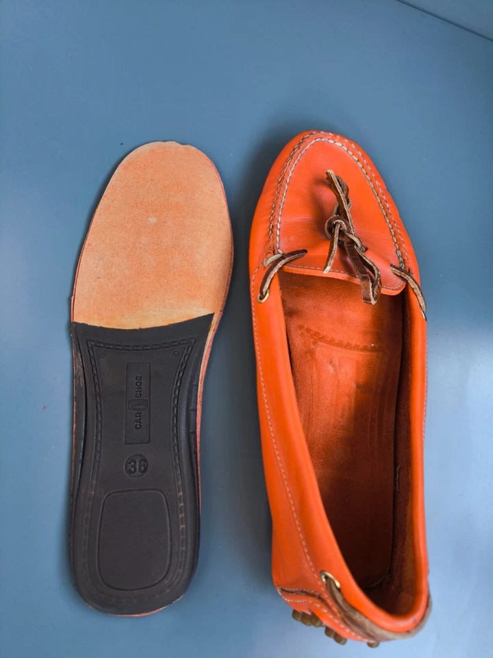 ZAPATO COCHE Zapatos Desierto Naranja Gamuza Corbata Delantera Mocasín Gommini Foto 4 de 4