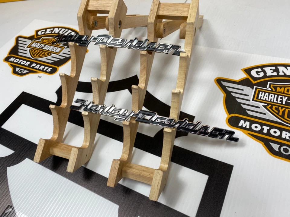 HD Genuine Harley Touring Softail Dyna Fuel Gas Tank Emblems Chrome/Black OEM - Image 3 of 4