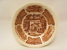 Fair Winds Brown by Meakin, Alfred Coupe Cereal Bowl Brown Ships & Flower  s60