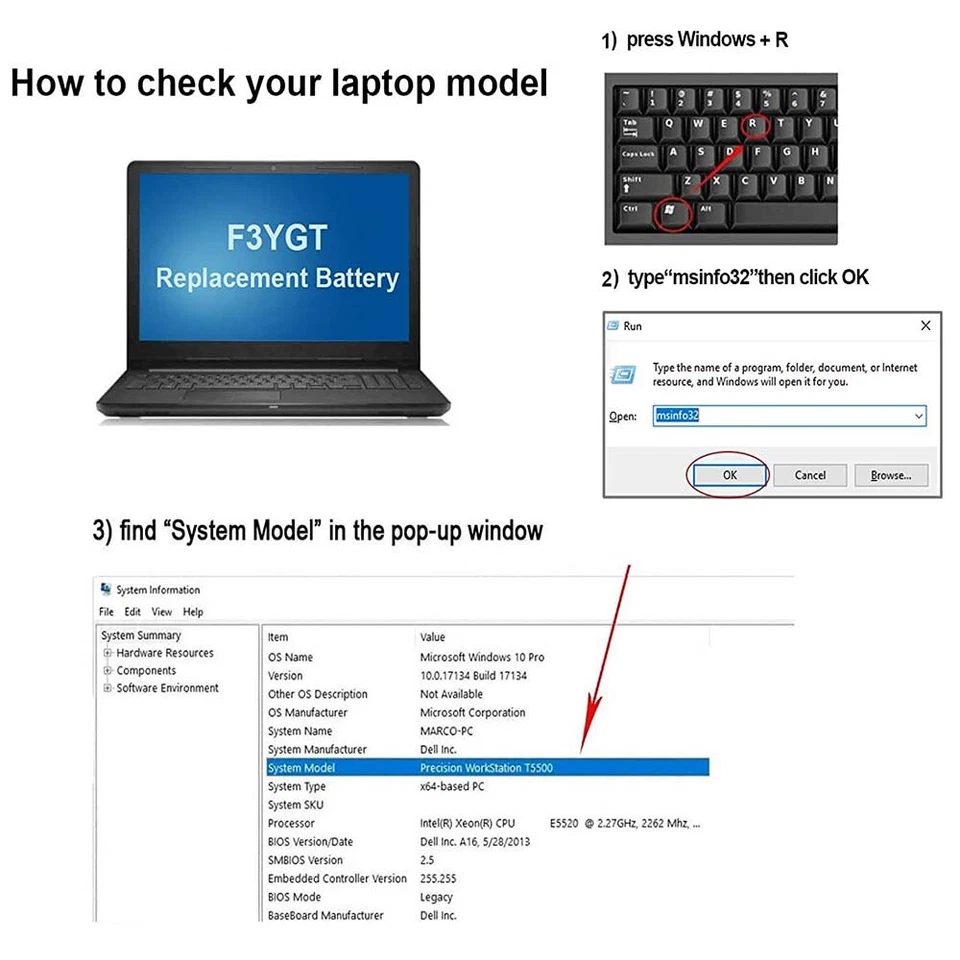 60Wh F3YGT Battery For Dell Latitude 7000 7280 7290 7380 7390 7480 7490 2X39G DM3WC - Image 2 of 4