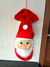 Plush Drawstring Christmas Santa Claus Bag 19" x 12" - 3D Santa Face