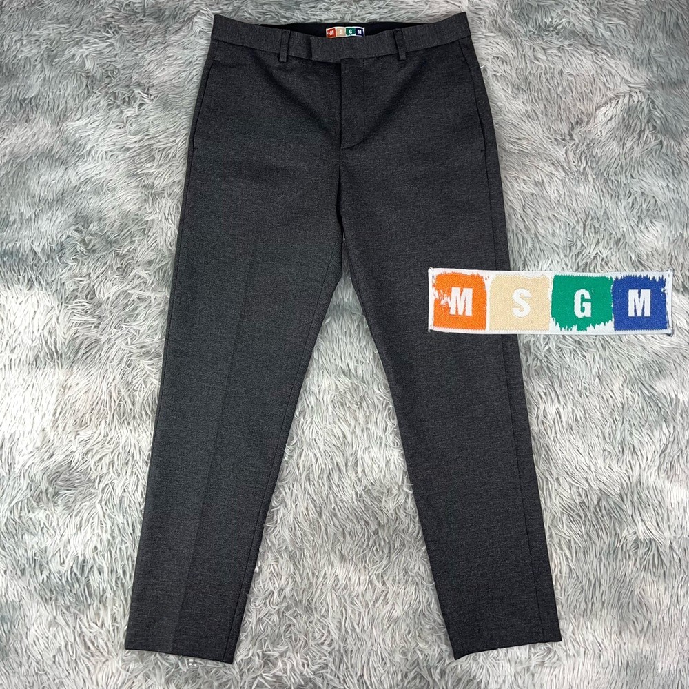 Authentic MSGM Italy Men’s Gray Viscose Stretch Straight Leg Dress Pants 48 38