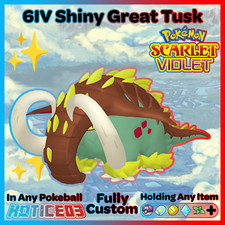 ✨ Shiny Great Tusk 6IV Paradox ✨ Pokemon Scarlet & Violet 🚀 Fast 🚀