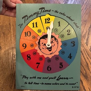 Vintage SIFO Wooden Puzzle Timmy Time Color Wheel Clock Wood 1950's