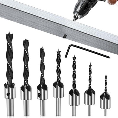 Drill with Countersink, 7-Piece Wood Drill Set, Spiral Drill Bit Metal with A...