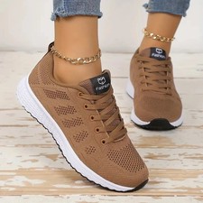 Womens Ladies Sports Trainers Lace Up Casual Shoes Mesh Upper Gym Running 2025