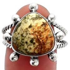 Natural Picture Jasper 925 Sterling Silver Ring s.9.5 Jewelry R-1268