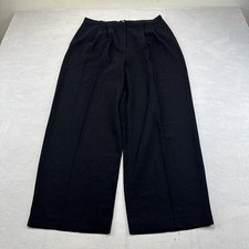 Carole Little Petites Womens 14 Black Dress Pants High Rise Pleated Wide Leg