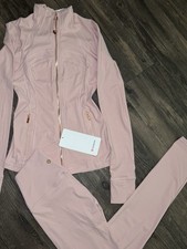 Lululemon Pink Tracksuit Set Jacket  Pants Size 2 Stretch Zip Pockets
