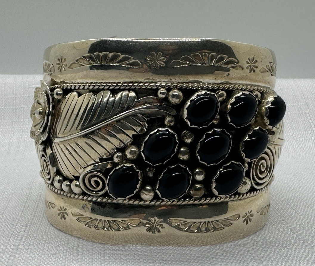 Julia Etsitty Signed Sterling Silver Cuff Bracele… - image 1