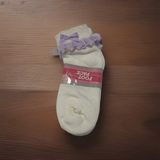 Women's VTG Socks Low Cut Foot Face Acrylic Blend Terry Size 9-11 Purple Bow