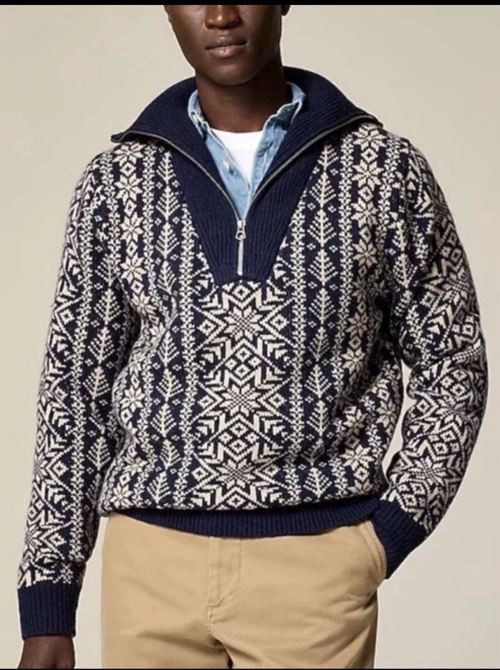 J. Crew Men’s Lambswool Fair Isle Half-zip Sweater Size Small - Image 3 of 4