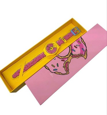 Swatch Simpsons Collaboration Quartz Watch 40mm Rubber Leather Vintage Used