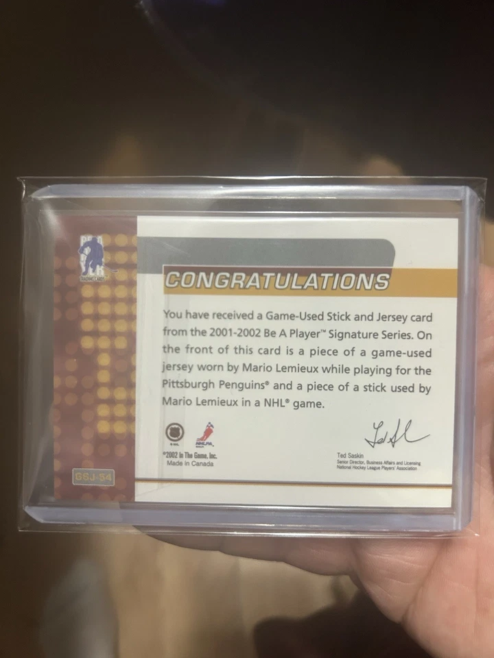 2001-02 BAP Signature Series Mario Lemieux Jersey Stick Pittsburgh Penguins - Image 2 of 2