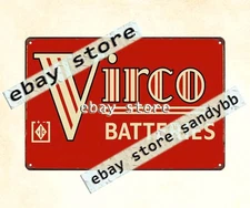 1960s VIRCO Batteries mechanic garage collectible tin sign