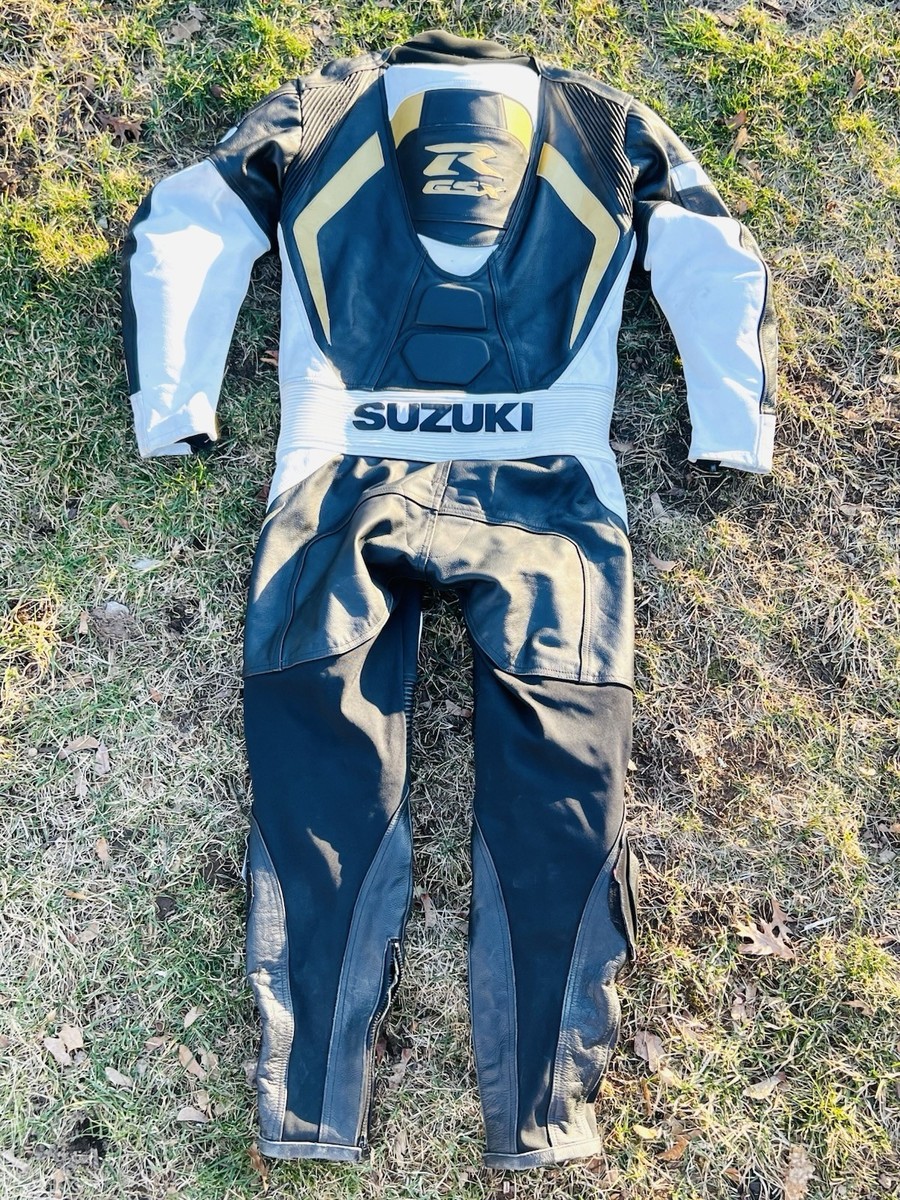 Vintage Suzuki GSXR Men's Leather Motorcycle Racing Suit/Armored