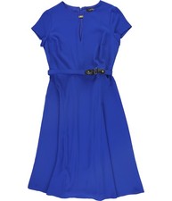 Ralph Lauren Womens Belted Georgette Midi Dress, navy, 6