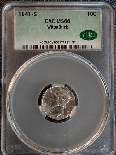 1941-S Mercury Silver Dime MS66 CAC