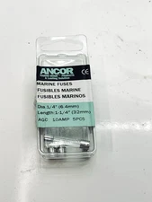 5-Pk of Ancor Brand 10 Amp  AGC Marine Grade Fuses # 601100