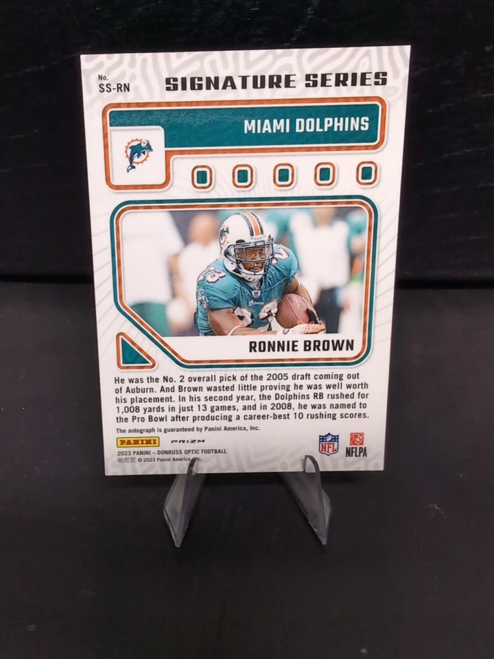 2023 Panini Donruss Optic Ronnie Brown Signature Series Holo Prizm - Dolphins - Image 2 of 2