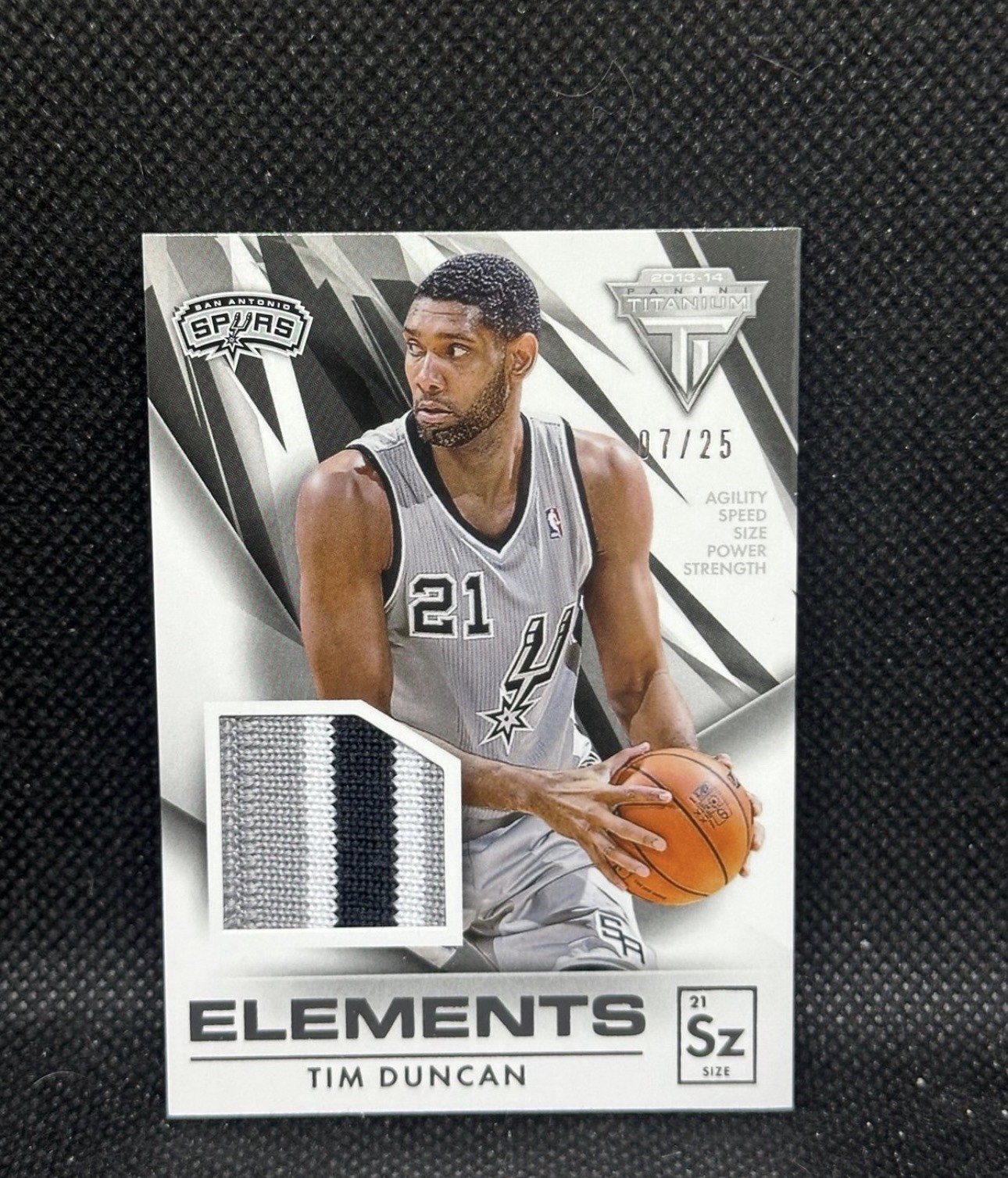 TIM DUNCAN 2013 TITANIUM /25 JERSEY SWATCH PATCH GAME USED WORN SPURS HOF MVP view 1
