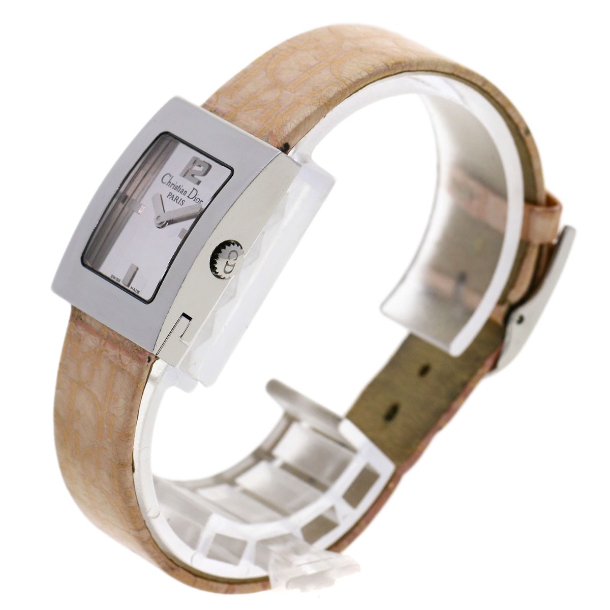 Christian Dior D78-109 Pink Shell Trotter Strap Watch Womens From