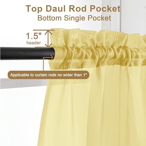 Sheer Curtains 90 inches Long 2 Panels, Light 42"W x 90"L (Pack of 2) Yellow - Bild 2 von 7