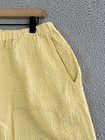 Flax By Jeanne Engelhart Textured Wide-Leg Pants Yellow M Linen Blend Seersucker — photo 5