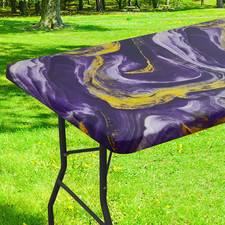 Rectangle Table Cloth, Waterproof Plastic Table Cover for 6FT Tables Elastic F